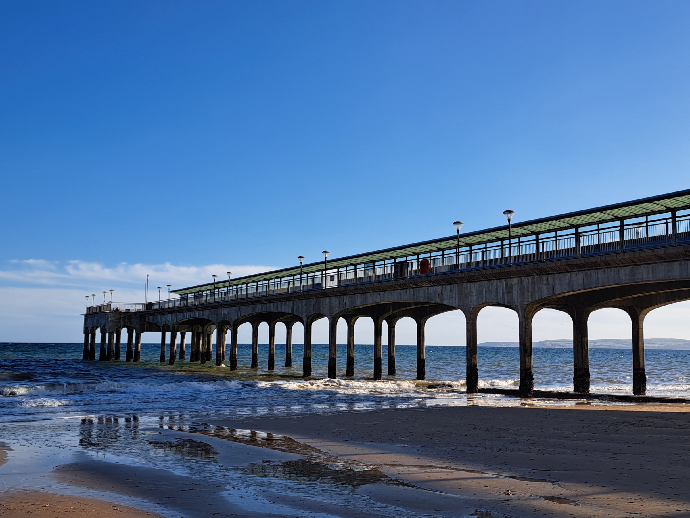 Bournemouth Pier extending over the sea on the Dorset coast