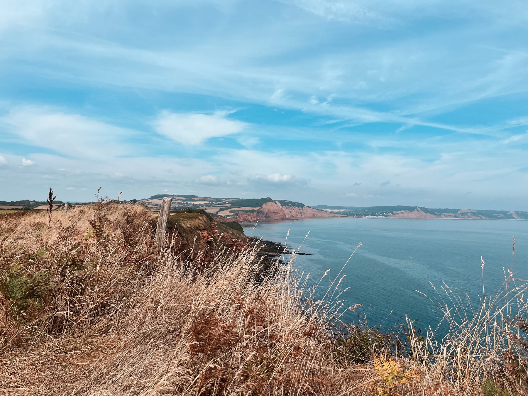 The Devon coast path, open sea and cliffs, photographed on one of our own dog walks