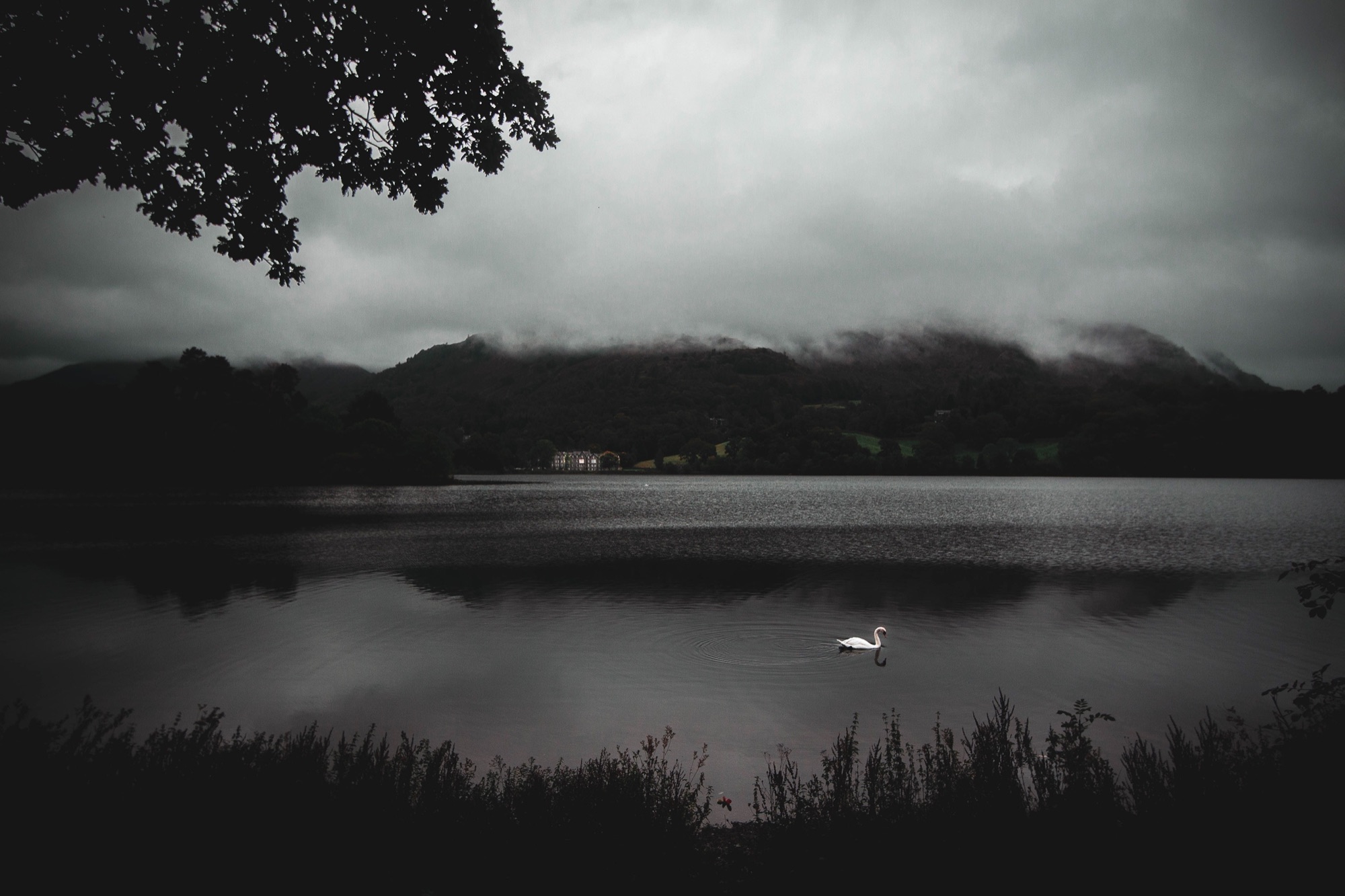 Rydal Water beneath the fells, Lake District
