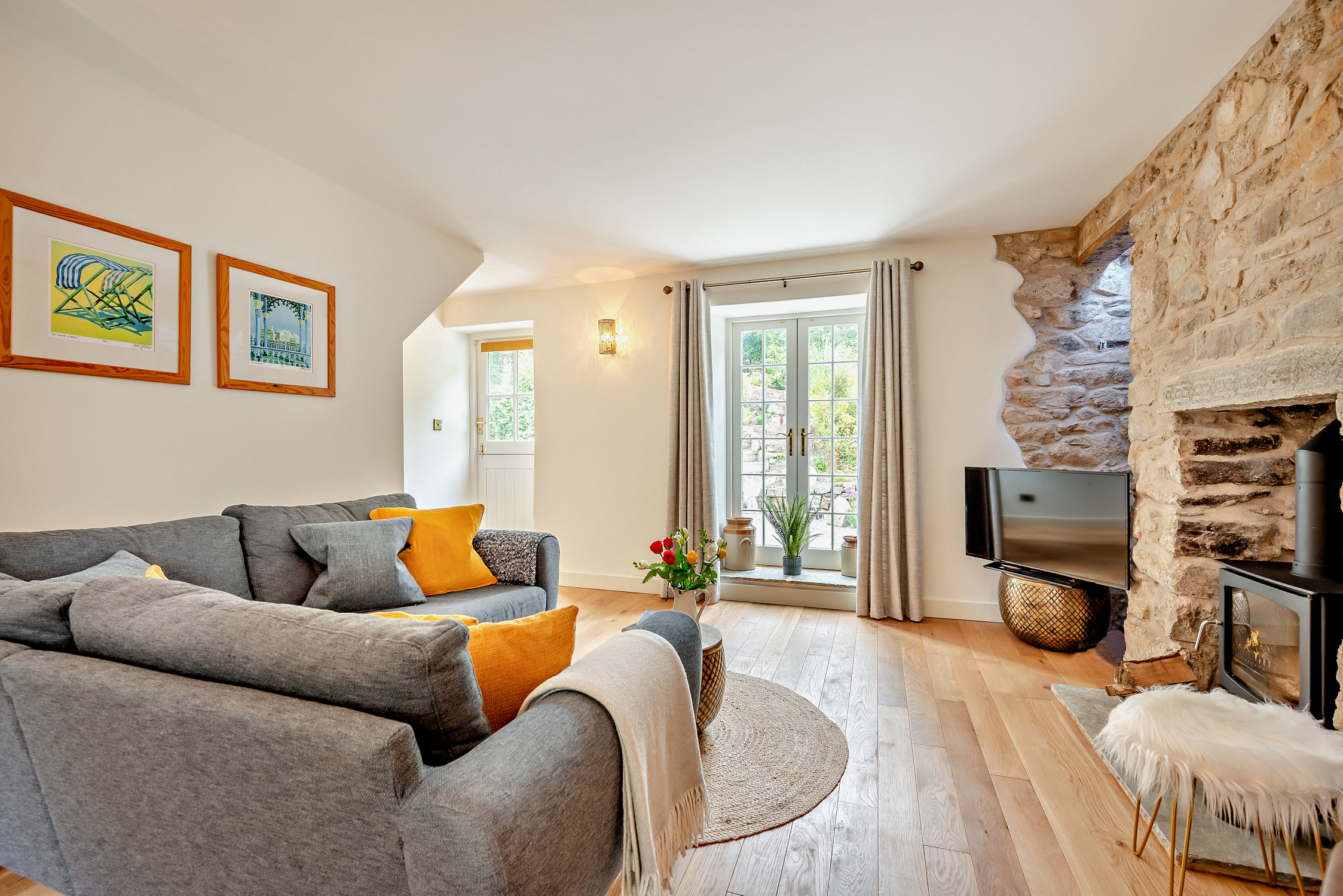 The classic living room at The Falmouth Garden House with contemporary furniture