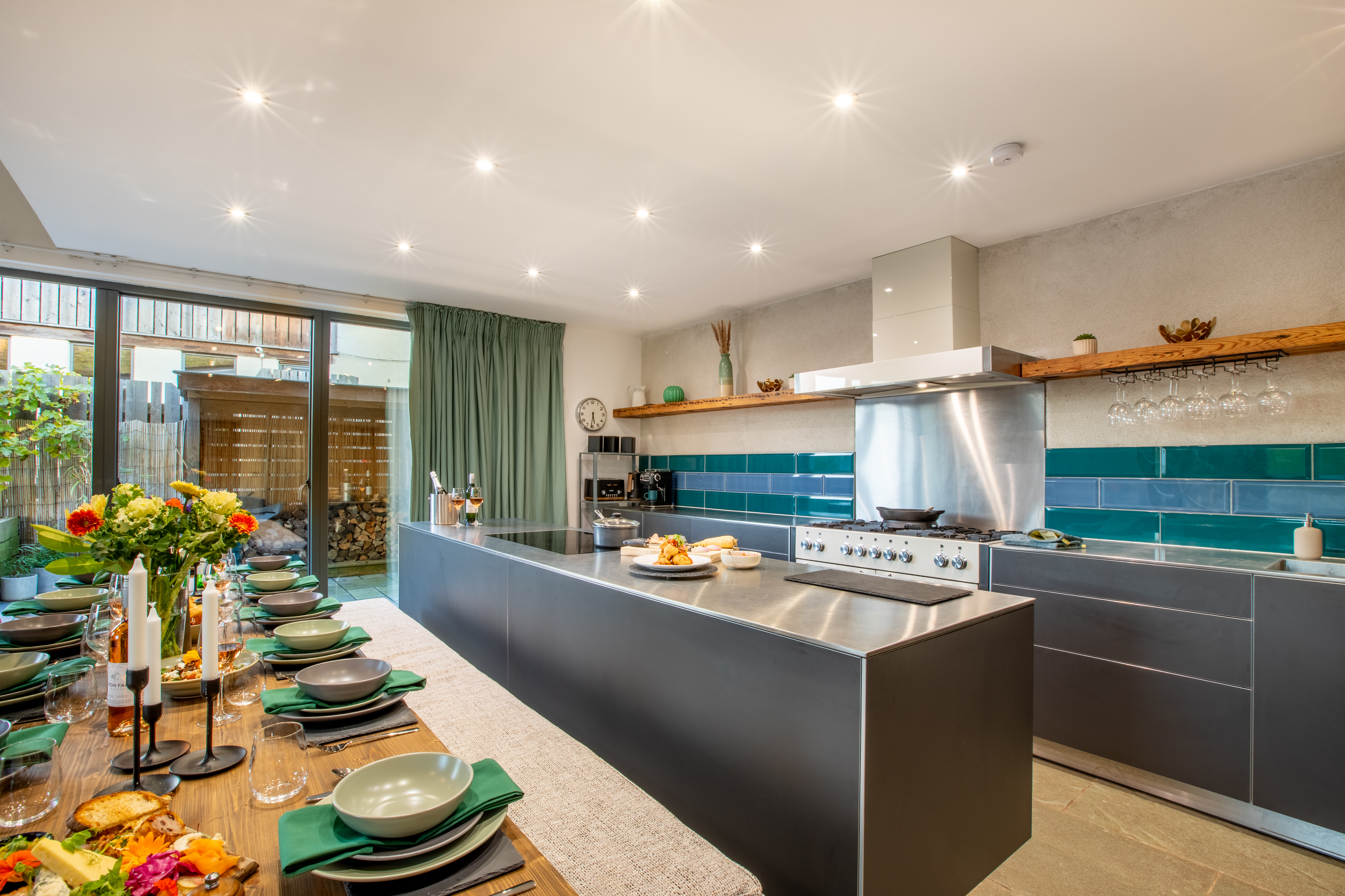 The kitchen at The Weston Farmhouse dog-friendly retreat, Weston Devon