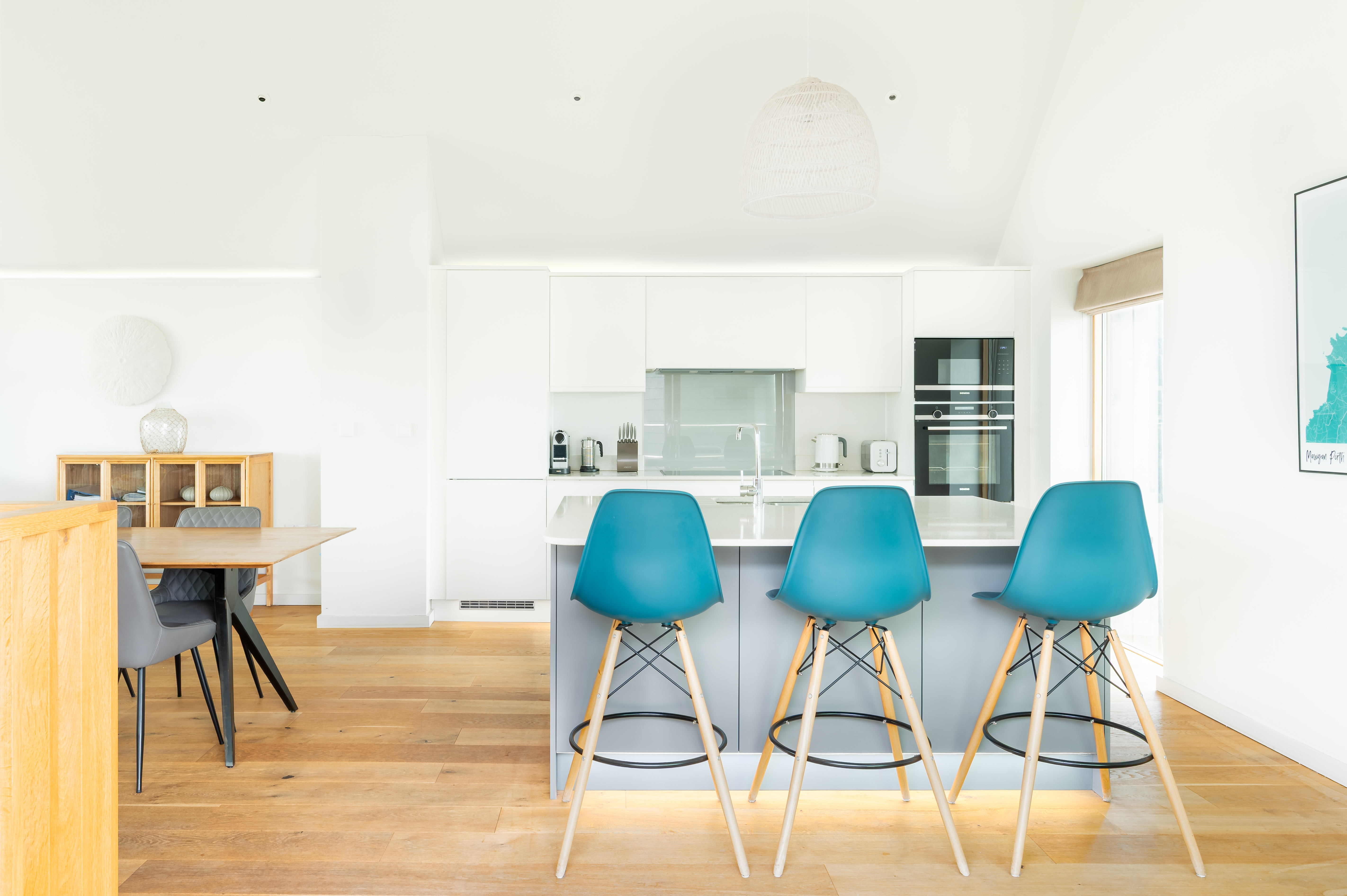 The sleek kitchen at The Mawgan Porth House, Mawgan Porth Cornwall