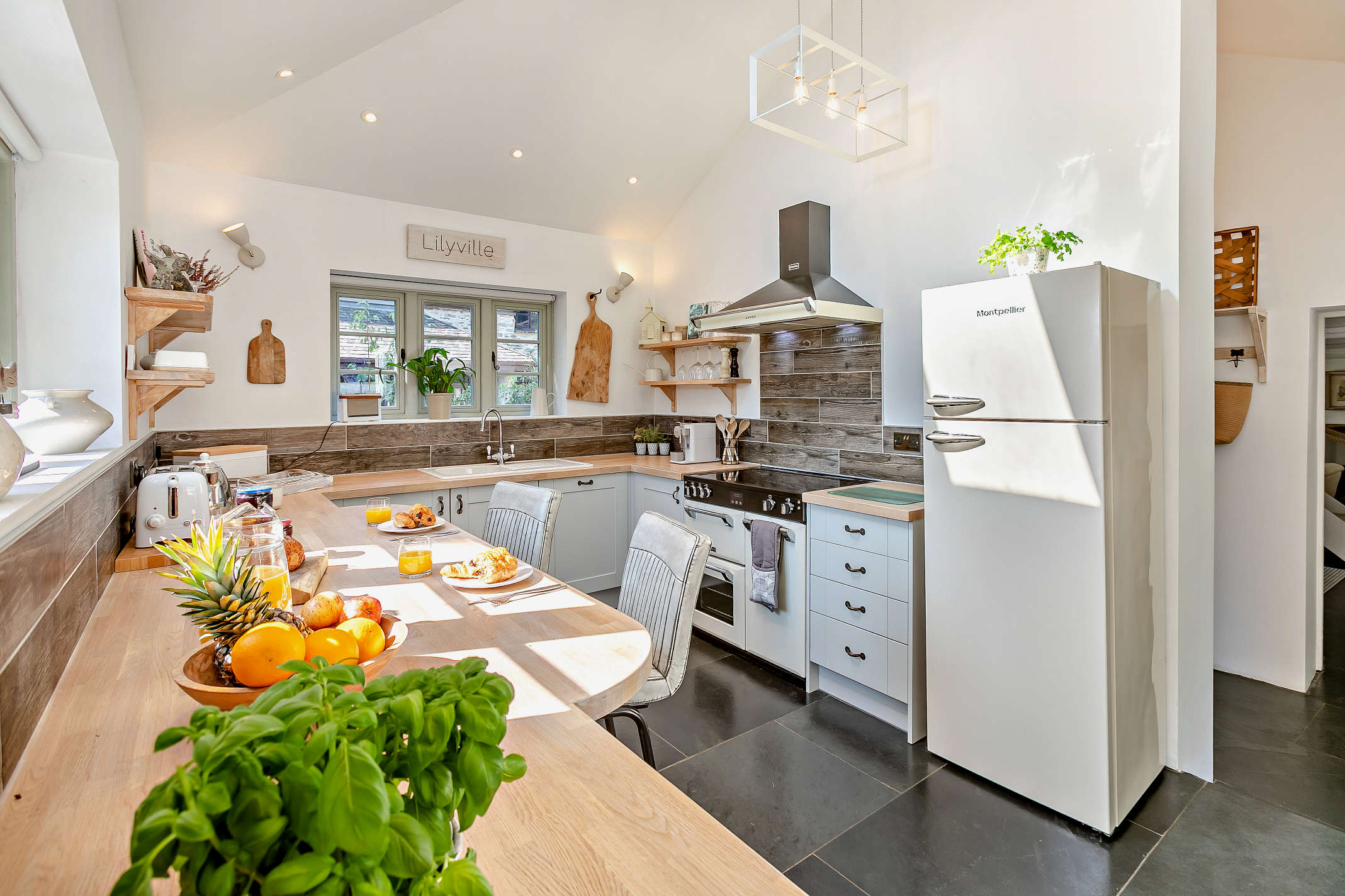The kitchen at The Looe Cottage, Polbathic near Looe Cornwall