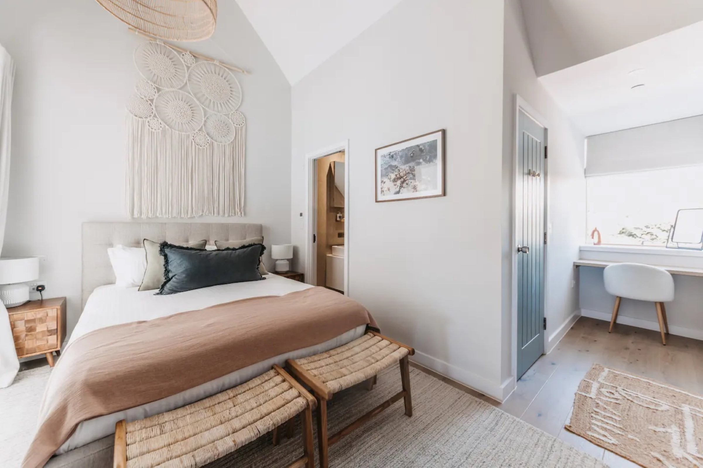 A further bedroom at The Hayle Cottage with views of the water, Hayle Cornwall