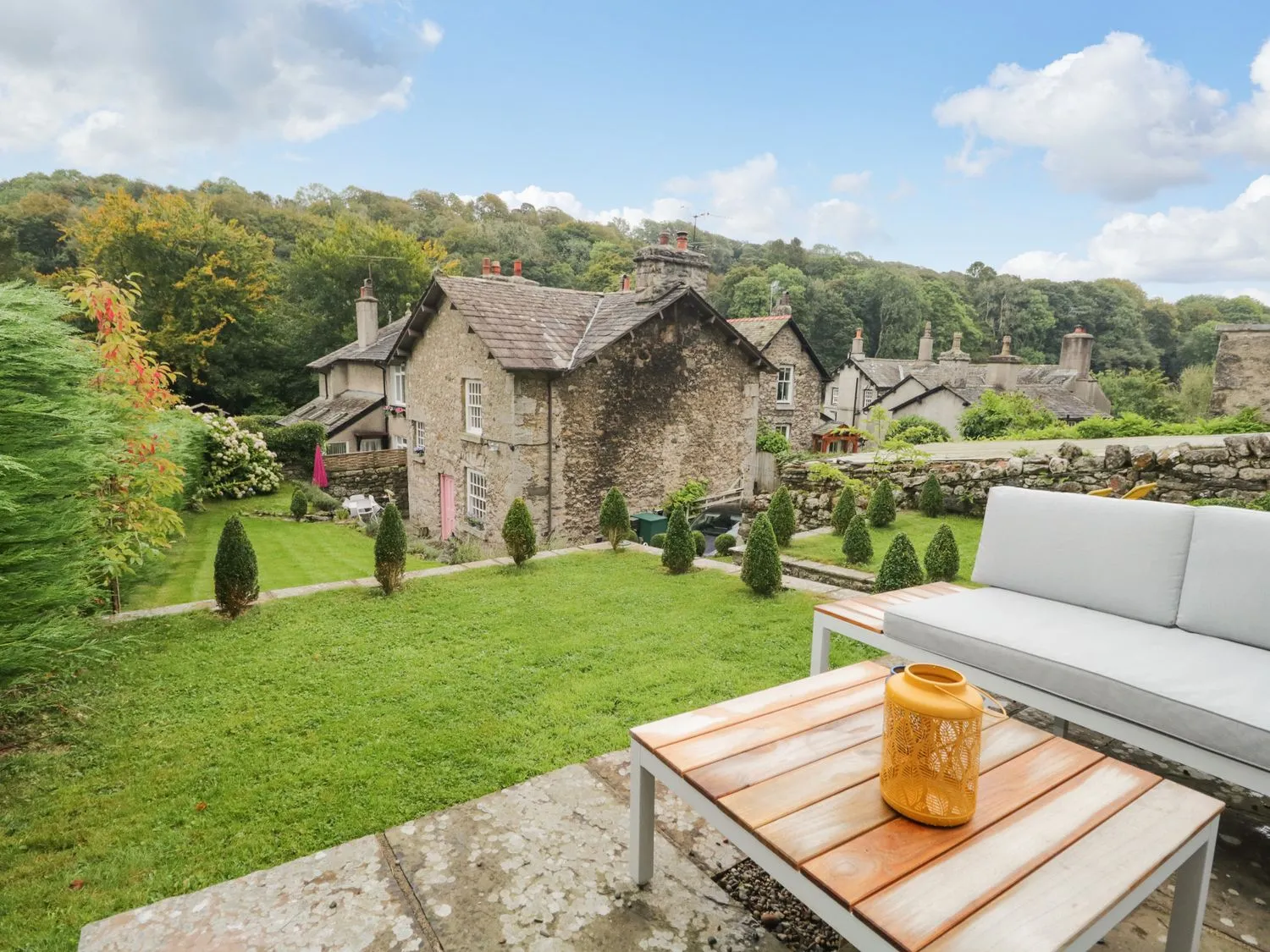 The enclosed garden at The Cartmel Cottage, Cumbria