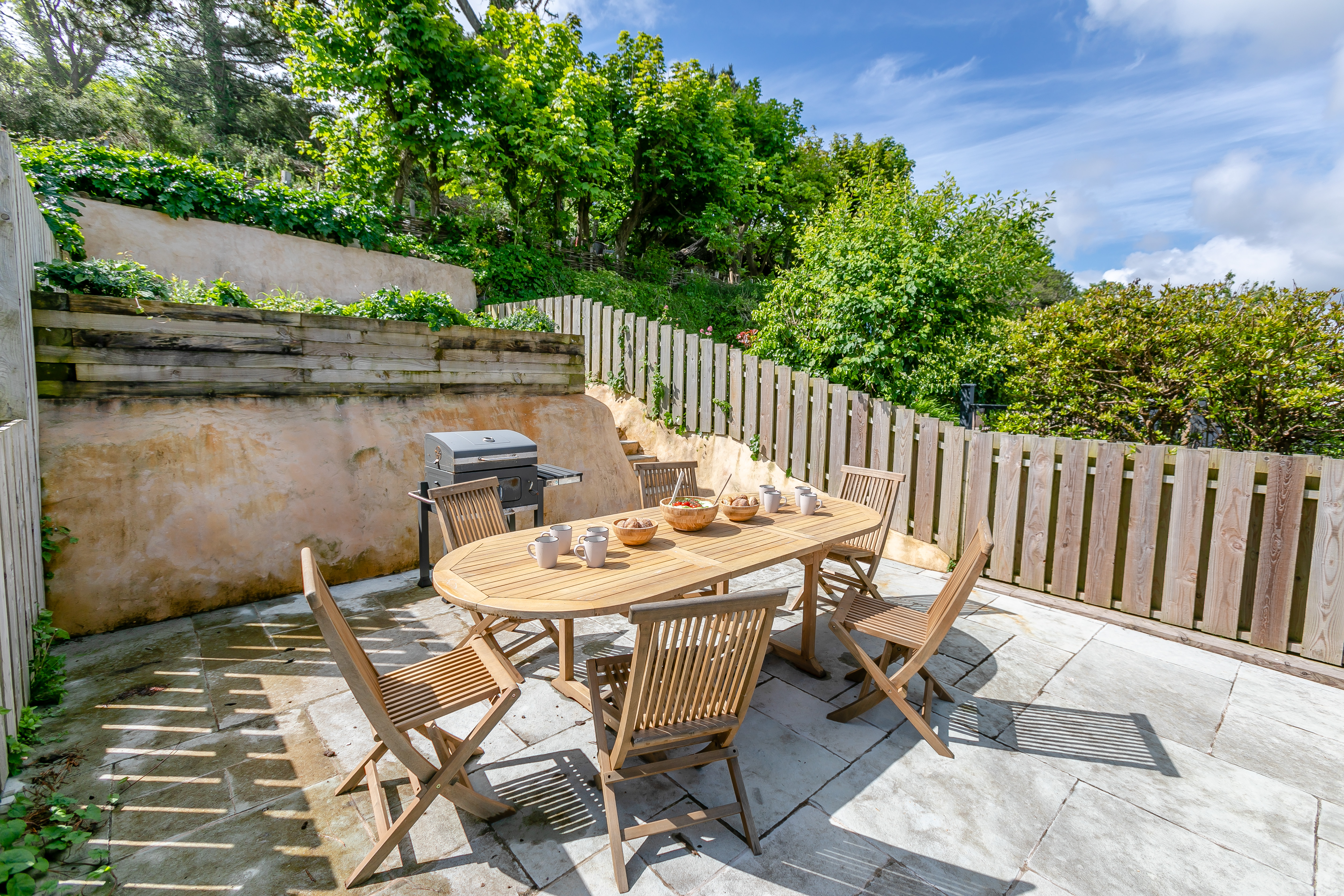 The raised walled garden at The St Ives Cottage