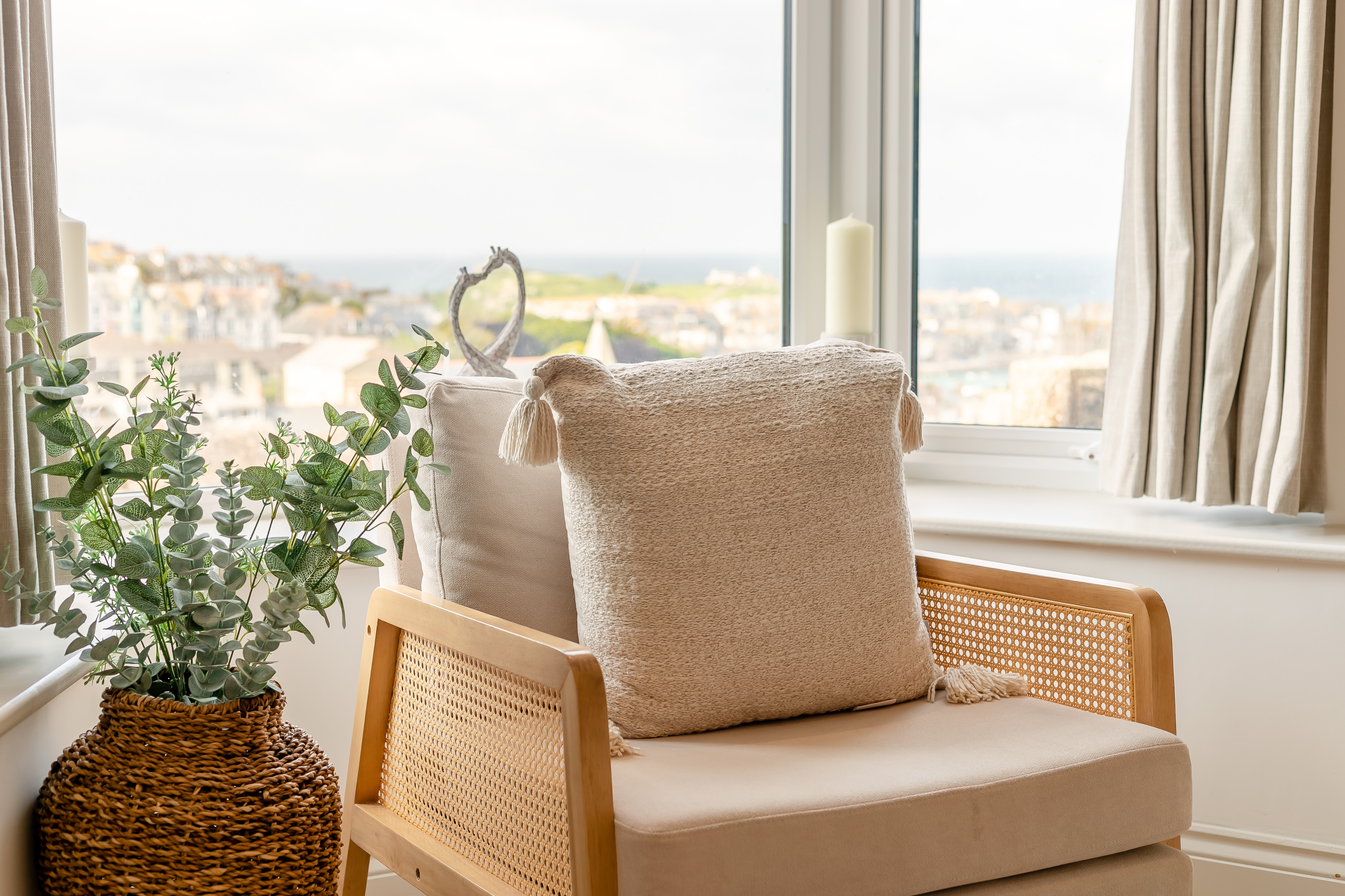 The window seat at The St Ives Cottage with far-reaching views
