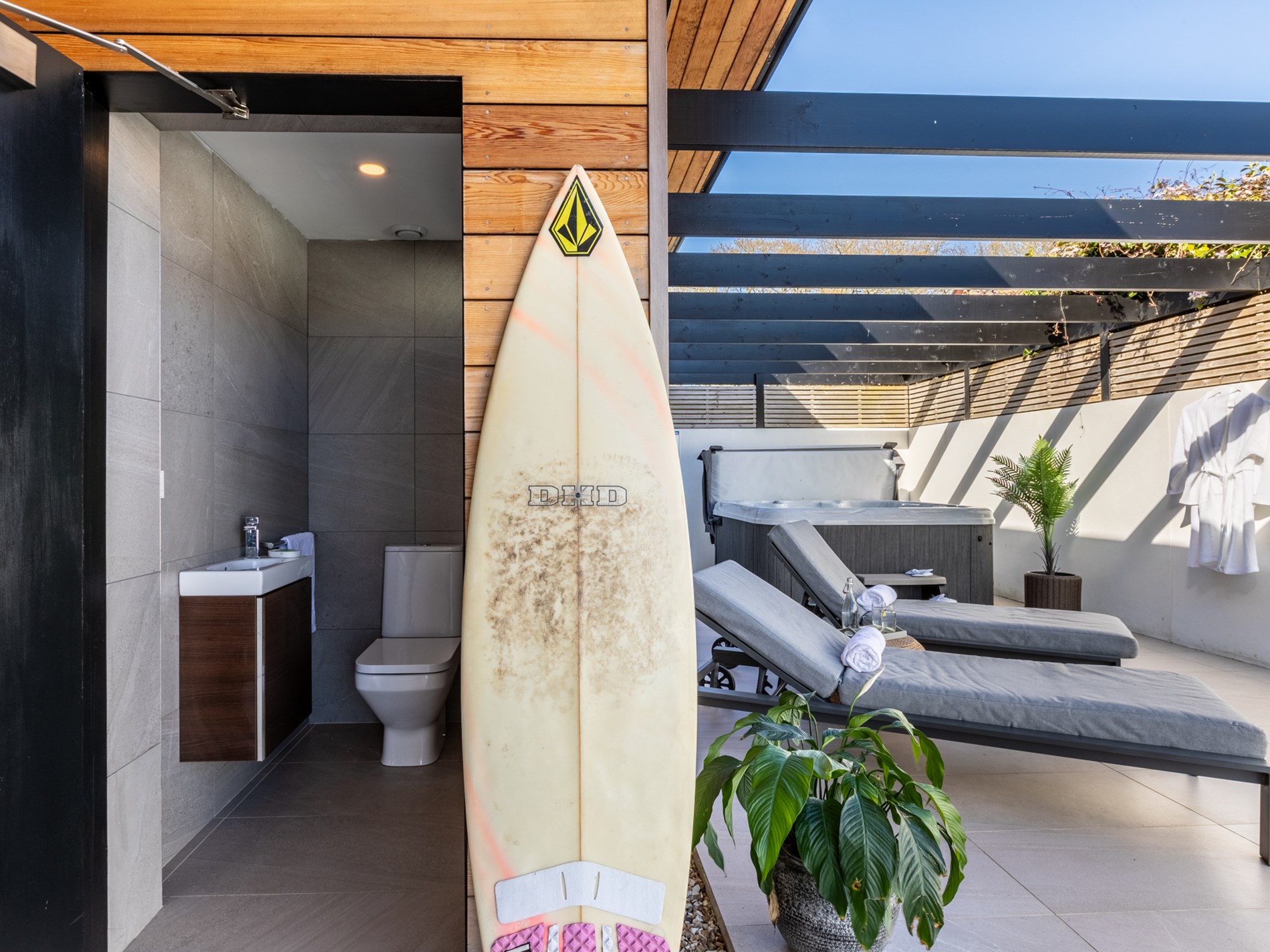 Surfboards at The Tehidy House near Portreath beach, Cornwall