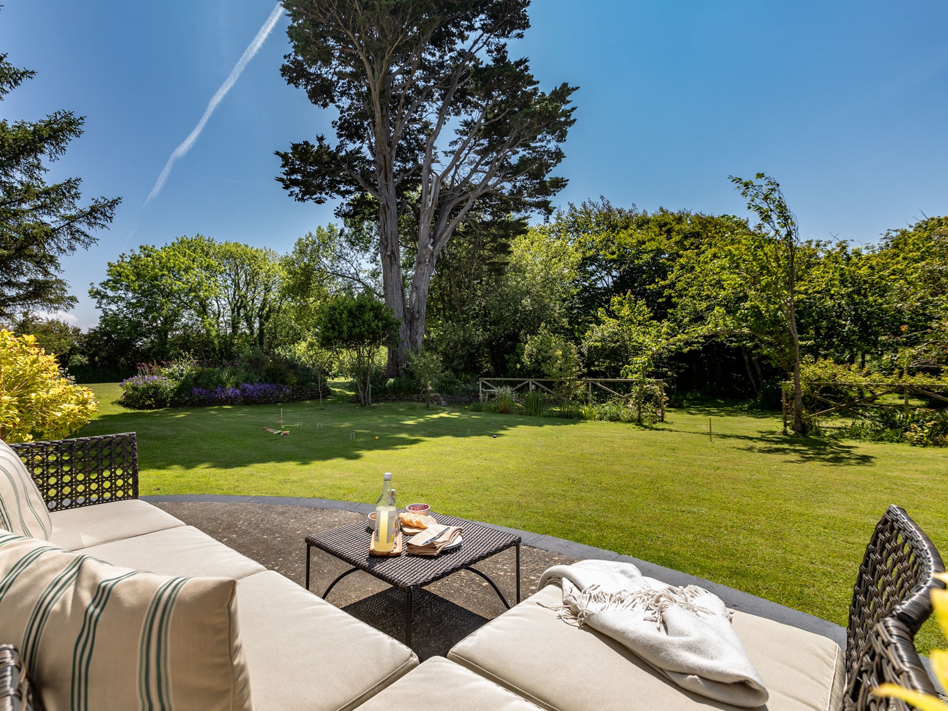 The vast enclosed lawn at The Bude House, Poughill near Bude